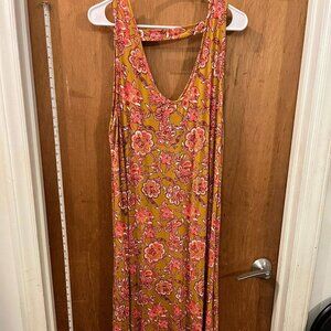 🐻Size XXL - Maurices - NWT - Marigold Yellow and Pink Floral Sleeve Knit Dress